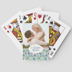 Add Your Name   Teal Sea Animals Pattern Poker Cards