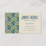 Add Your Name | Teal &amp; Yellow Floral Pattern Business Card