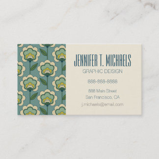 Add Your Name | Teal & Yellow Floral Pattern Business Card
