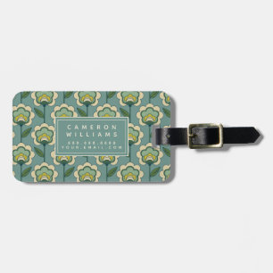 Add Your Name Teal & Yellow Floral Pattern Luggage Tag