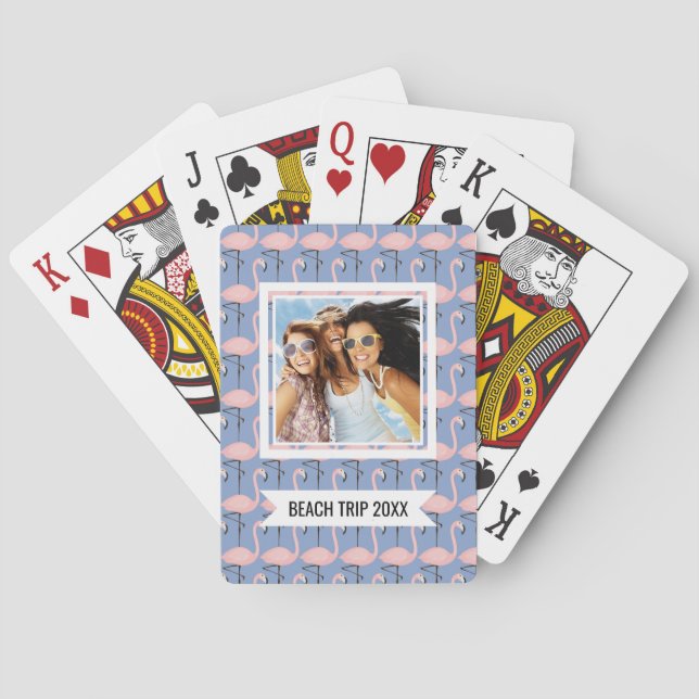 Add Your Name | Tender Flamingo Pattern Poker Cards (Back)