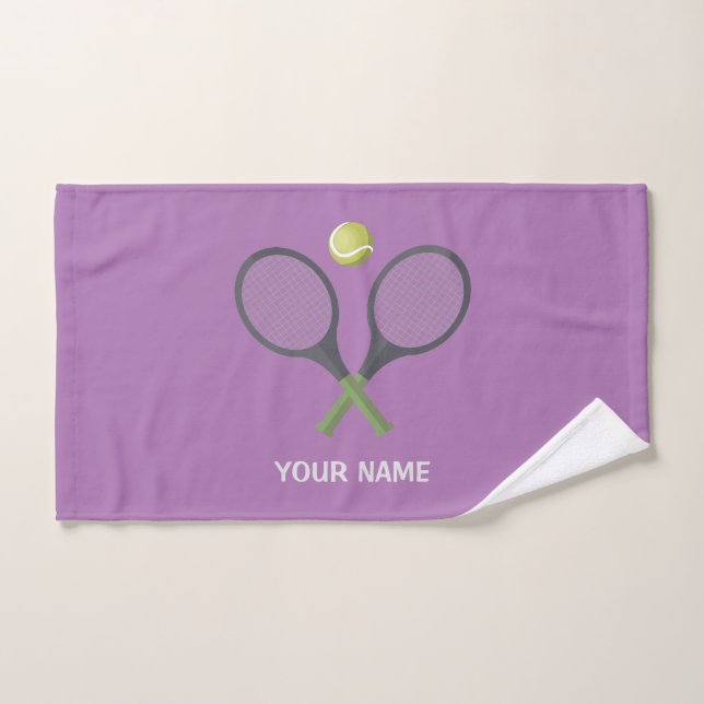 Add Your Name Tennis  Personalized Purple Hand Towel (Hand Towel)