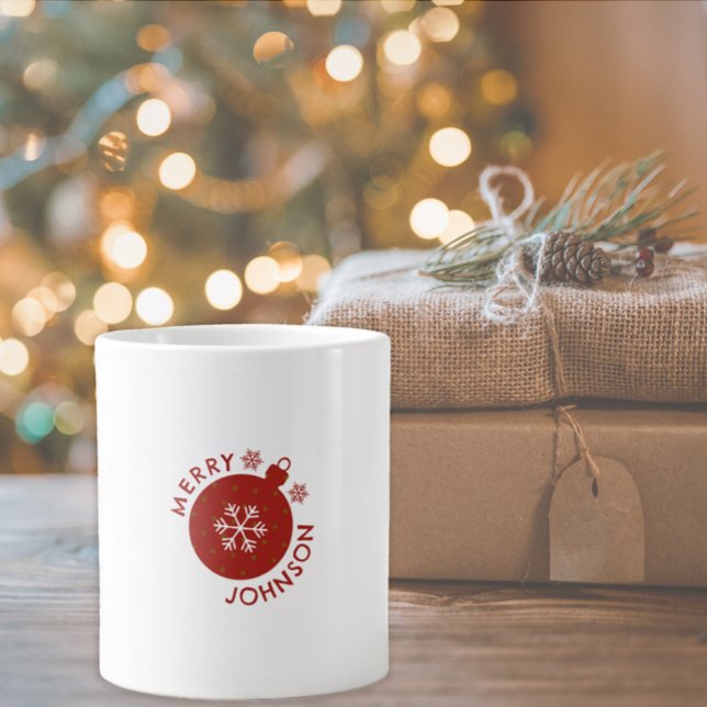 Add Your Name Text Holiday Snowflake Specialty Mug (Holiday Snowflake custom mug)