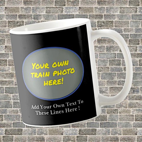Add Your Name Text Image In Blue Oval Photo Train Coffee Mug