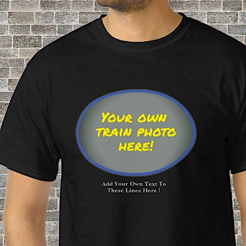 Add Your Name Text Image In Blue Oval Photo Train T_Shirt