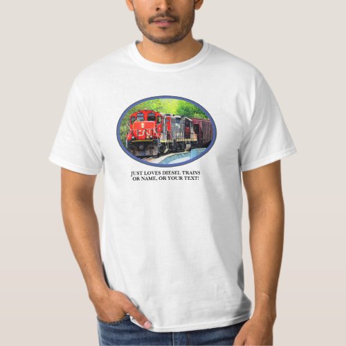 Add Your Name Text Image  Oval Photo Diesel Train T_Shirt