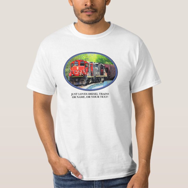 Add Your Name Text Image,  Oval Photo Diesel Train T-Shirt (Front)