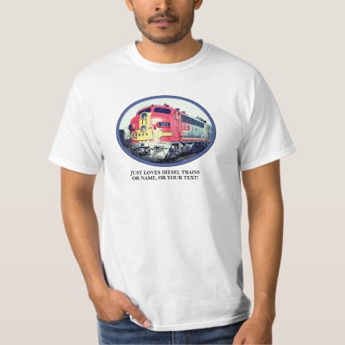 Add Your Name Text Image  Oval Photo Diesel Train T_Shirt