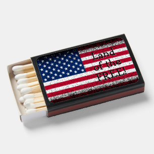 Add Your Name Text Message Distressed USA Flag Matchboxes