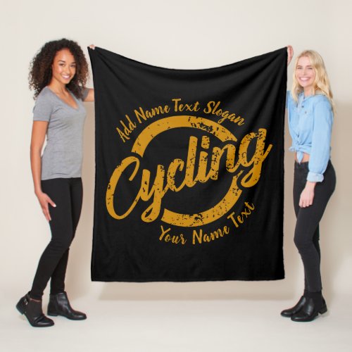 Add Your Name Text Slogan to Cycling Wheel  Fleece Blanket