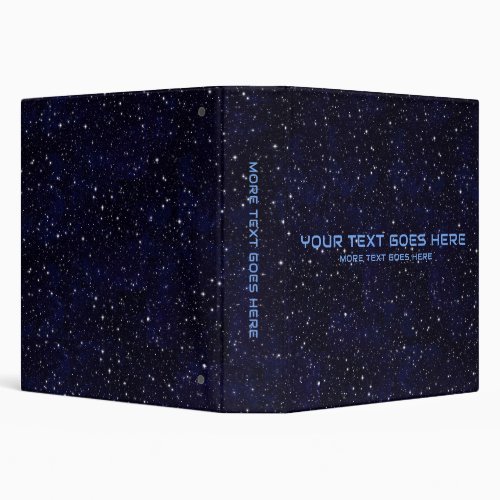 Add Your Name Text Stars Universe Black Template 3 Ring Binder