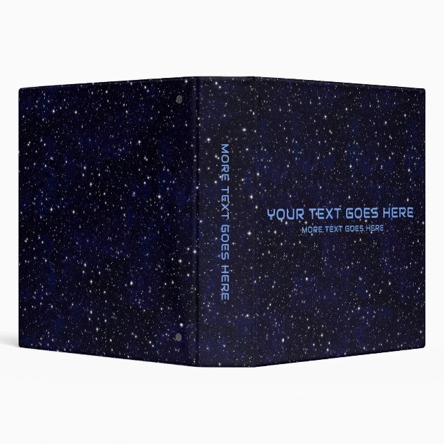 Add Your Name Text Stars Universe Black Template 3 Ring Binder (Background)