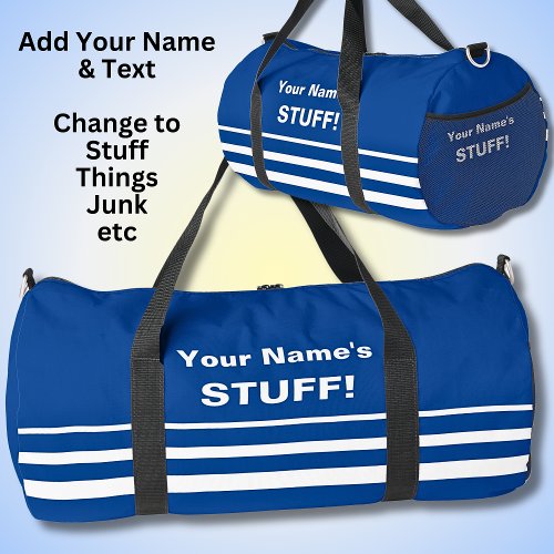 Add Your Name Text Subject Blue     Duffle Bag