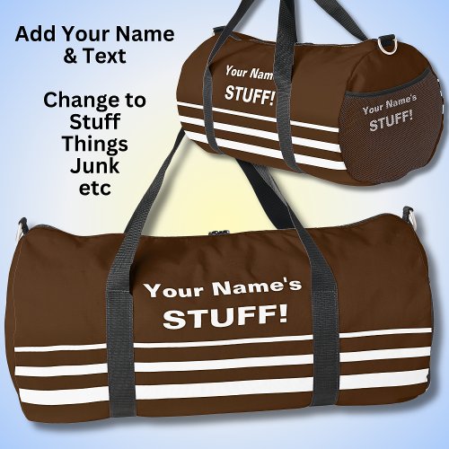 Add Your Name Text Subject  Brown Duffle Bag