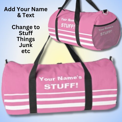 Add Your Name Text Subject Pink Duffle Bag