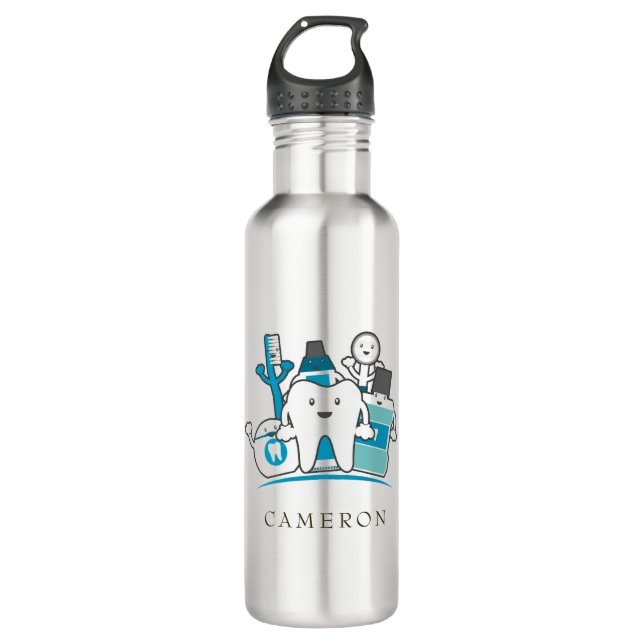 Add Your Name | The Clean Teeth Gang Stainless Steel Water Bottle (Front)