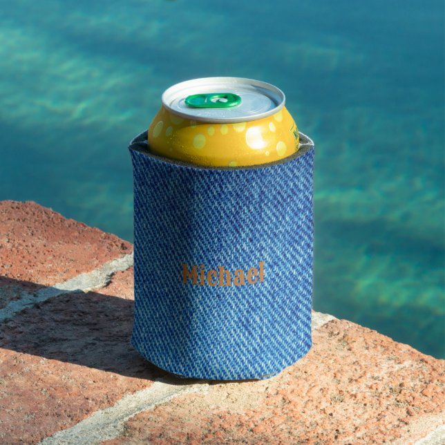 Add Your Name The Look of Blue Denim Can Cooler (In Situ Pool)