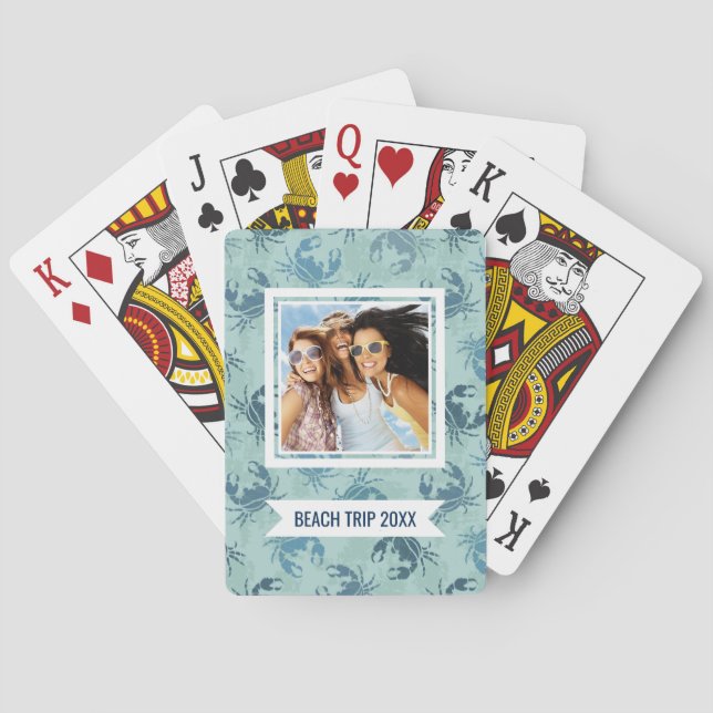 Add Your Name | Tie Dye Pattern Of Crabs Poker Cards (Back)