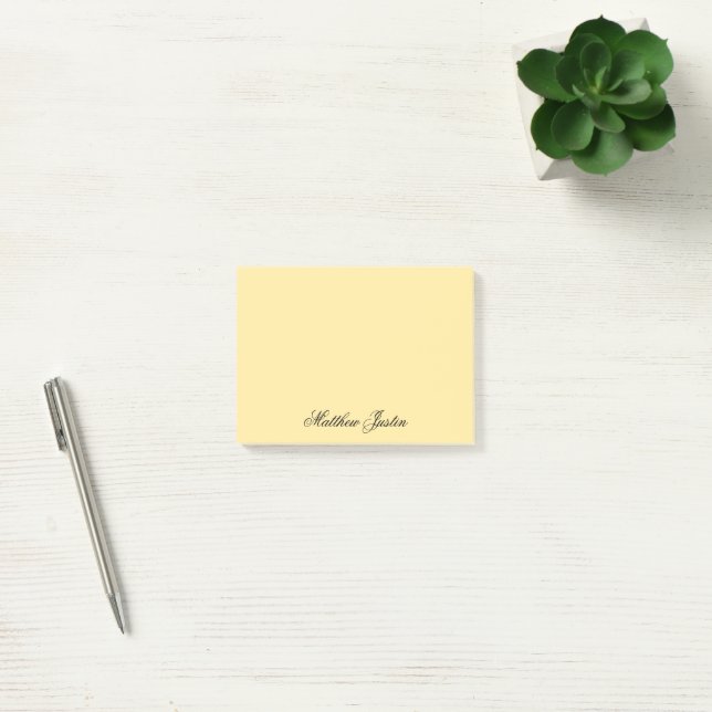 Add Your Name to Custom Light Yellow Stationery Post-it Notes (Office)
