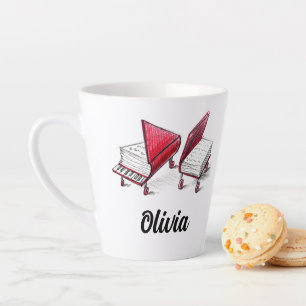 Add Your Name To Grand Piano Book Sketch Latte Mug