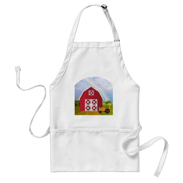 Add Your Name to Red Barn with Blue Sky Adult Apron (Front)