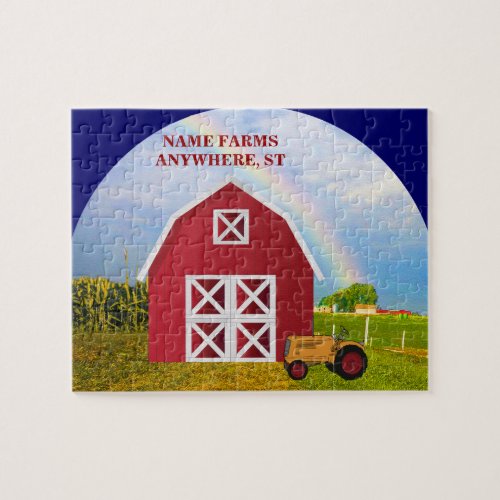 Add Your Name to Red Barn with Blue Sky Jigsaw Puzzle