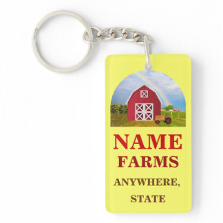 Add Your Name to Red Barn with Blue Sky Keychain