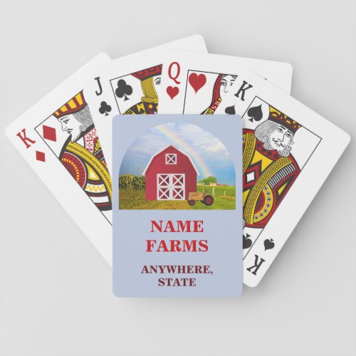 Add Your Name to Red Barn with Blue Sky Playing Cards