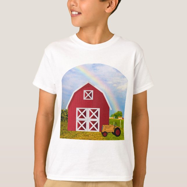 Add Your Name to Red Barn with Blue Sky T-Shirt (Front)