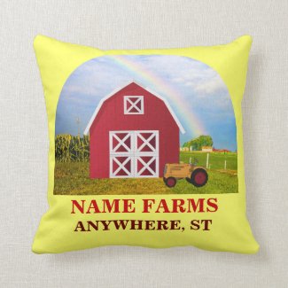Add Your Name to Red Barn with Blue Sky Throw Pillow
