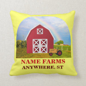 Add Your Name to Red Barn with Blue Sky Throw Pillows