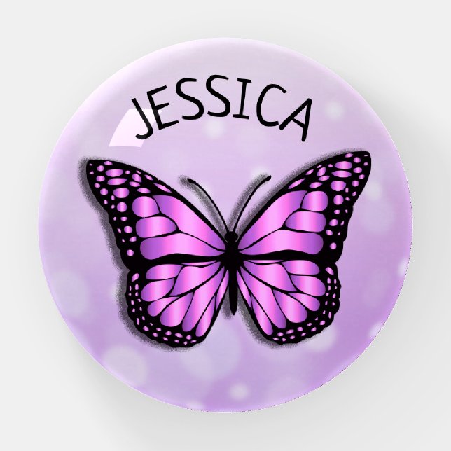 Add your name to this Pretty Purple Butterfly Paperweight (Front)