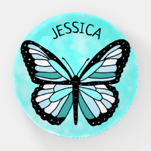 Add your name to this Pretty Teal Butterfly Paperweight