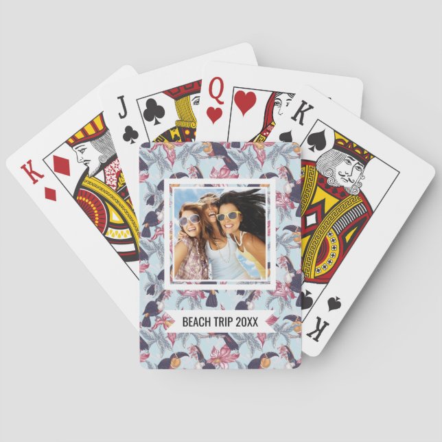 Add Your Name | Toucans With Exotic Flowers Poker Cards (Back)