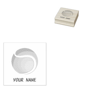 Add Your Name Trendy Tennis Ball Rubber Stamp
