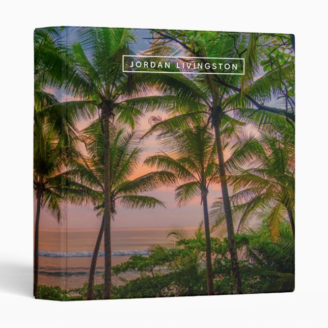 Add Your Name | Tropical Beach 3 Ring Binder (Front/Spine)