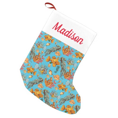 Add Your Name  Tropical Fish Small Christmas Stocking