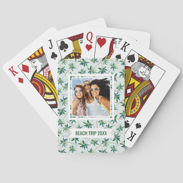 Add Your Name | Tropical Foxtail Palm Poker Cards (Back)