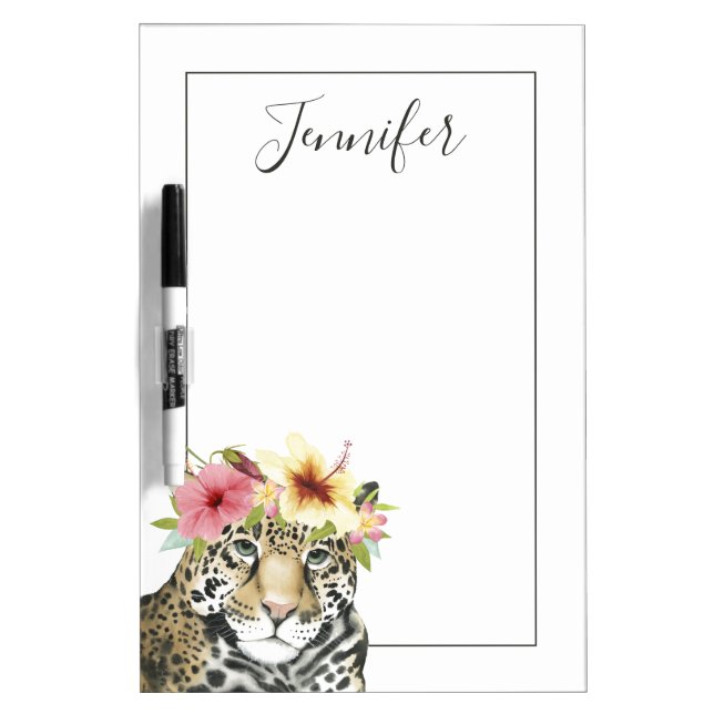 Add Your Name | Tropical Halo | Sweet Cheetah Dry Erase Board (Front)
