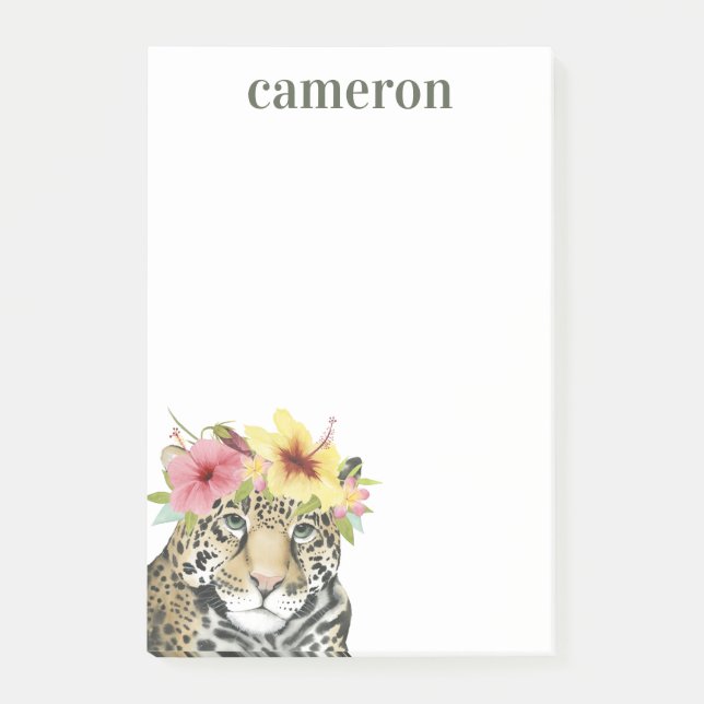 Add Your Name | Tropical Halo | Sweet Cheetah Post-it Notes (Front)