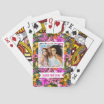 Add Your Name | Tropical leaves and flowers Poker Cards