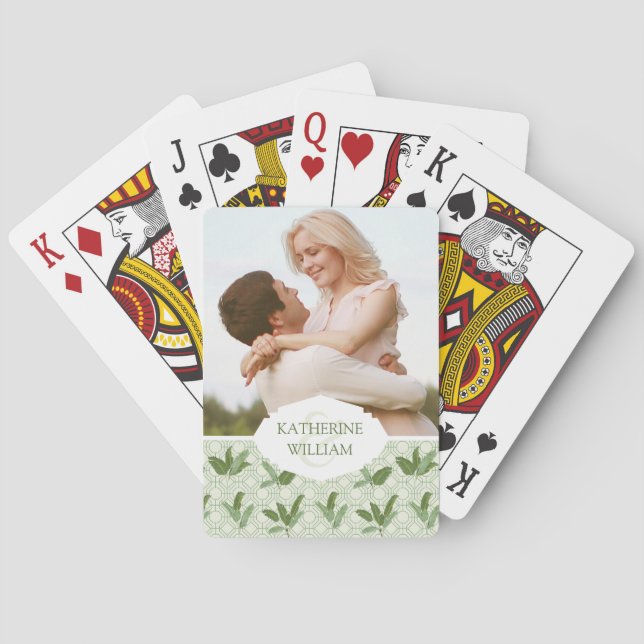 Add Your Name | Tropical Palm Leaves Poker Cards (Back)