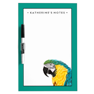 Add Your Name   Tropical Parrot Bird Dry Erase Board