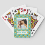 Add Your Name | Tropical Pineapples On Teal Poker Cards