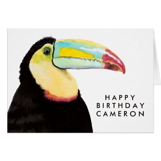 Add Your Name | Tropical Toucan Bird Cards (Front Horizontal)