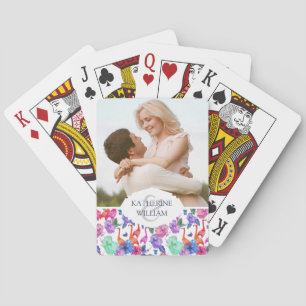 Add Your Name   Tropical Watercolor Pattern Poker Cards