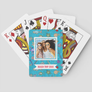 Add Your Name Turquoise Fish Pattern Poker Cards