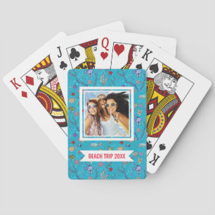 Add Your Name Turquoise Fish Pattern Poker Cards