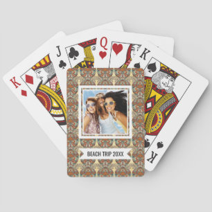 Add Your Name Turtle Floral Pattern Poker Cards