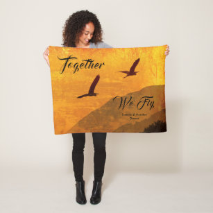 Add your name   Two birds fly together Fleece Blanket
